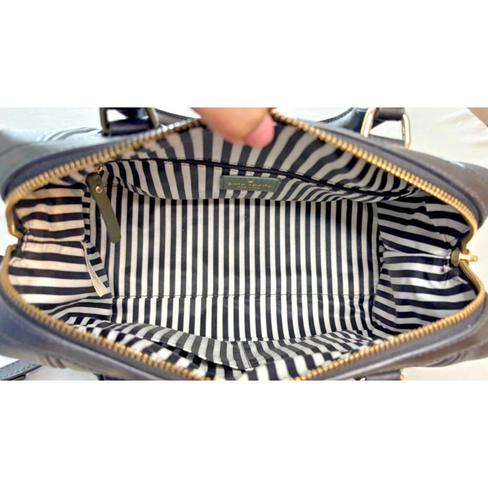 Kate Spade Gr/Bk Hudson Street Blake Cruiser Convertible Satchel Purse Bag EUC - Picture 5 of 6